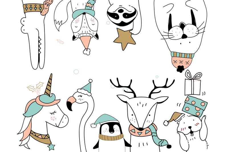 圣诞主题可爱动物卡通png