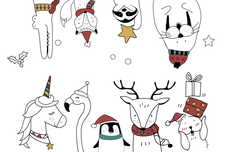 圣诞主题可爱动物卡通png