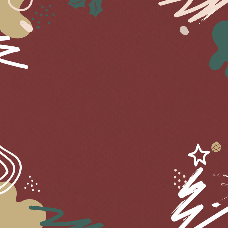 红色背景向量上的圣诞图案