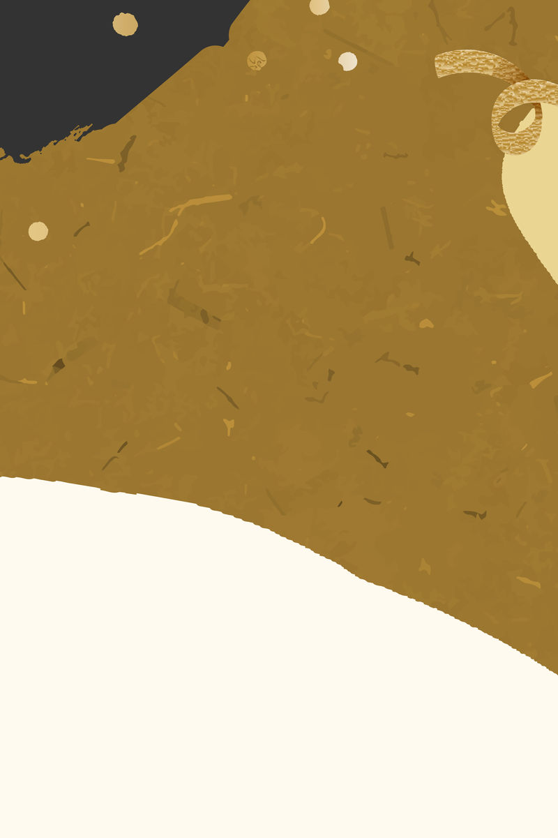 棕色孟菲斯图案金色丝带背景向量