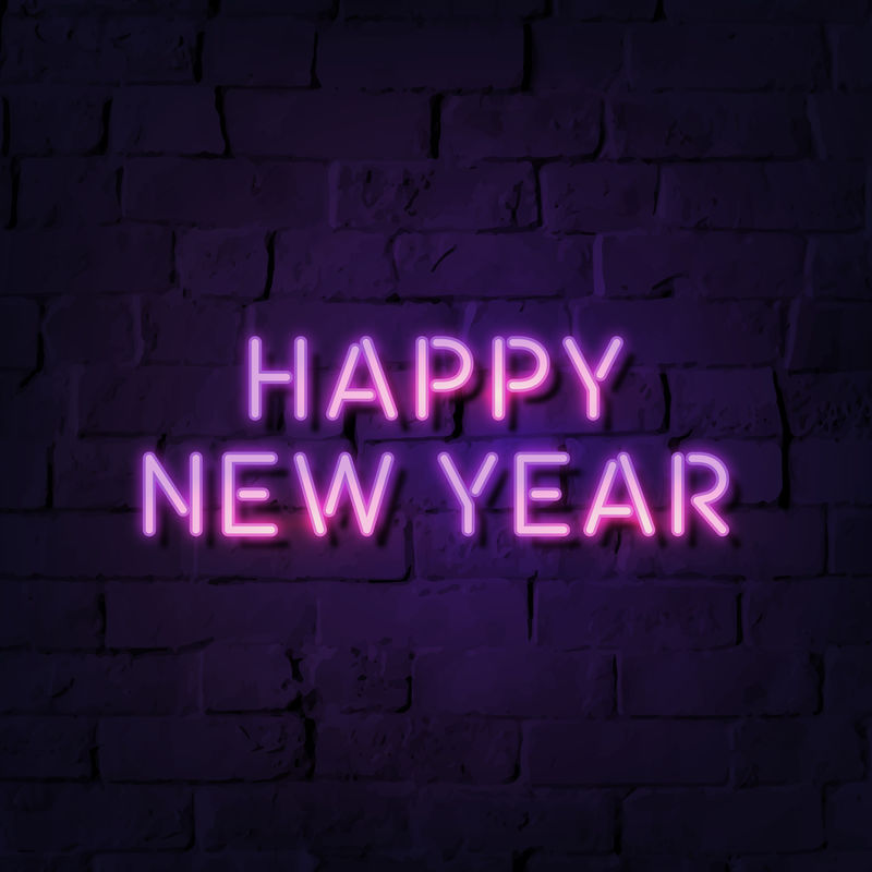霓虹灯喜庆新年社交广告模板