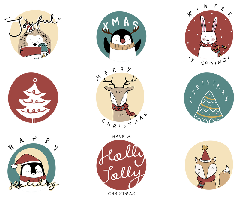 圣诞庆祝png节日涂鸦徽章套装