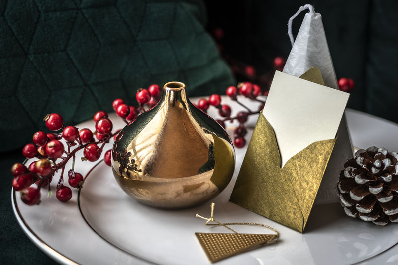 圣诞标签装饰的特写镜头