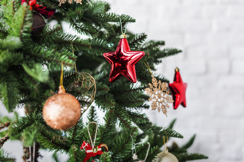 圣诞树装饰特写
