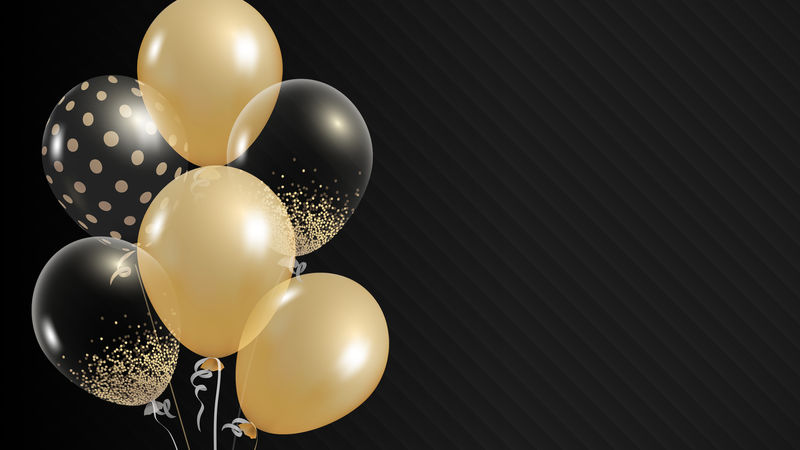 优雅的金色黑色气球psd黑色背景