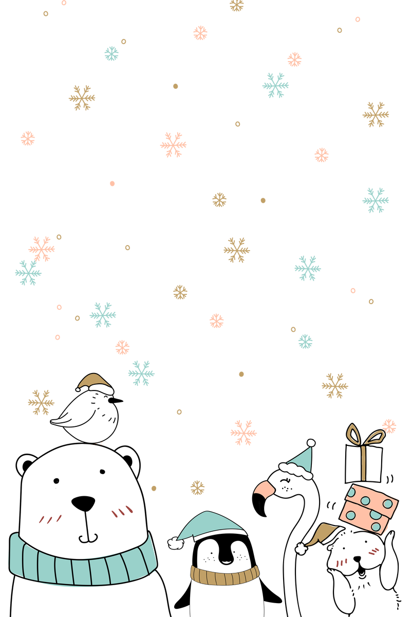 可爱北极熊png动物圣诞卡背景