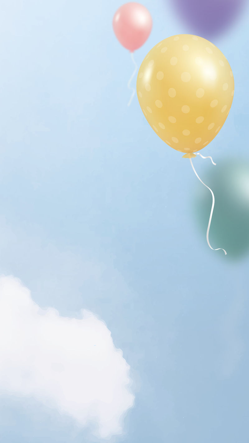 美丽的天空背景psd和彩色气球