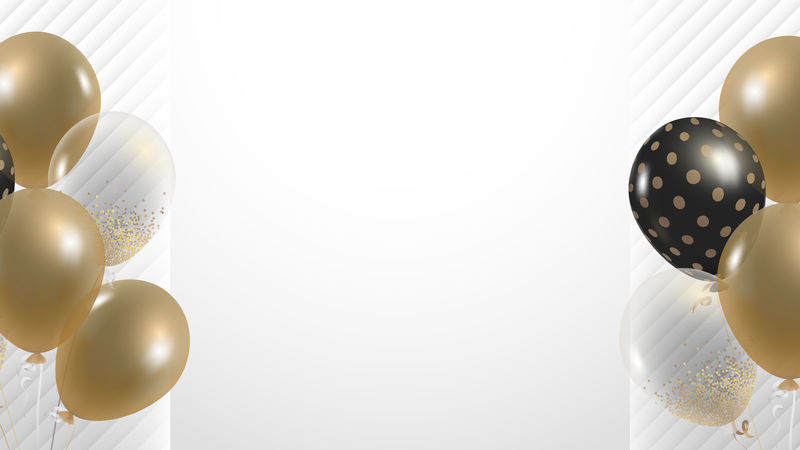 金色和黑色气球psd框架新年晚会