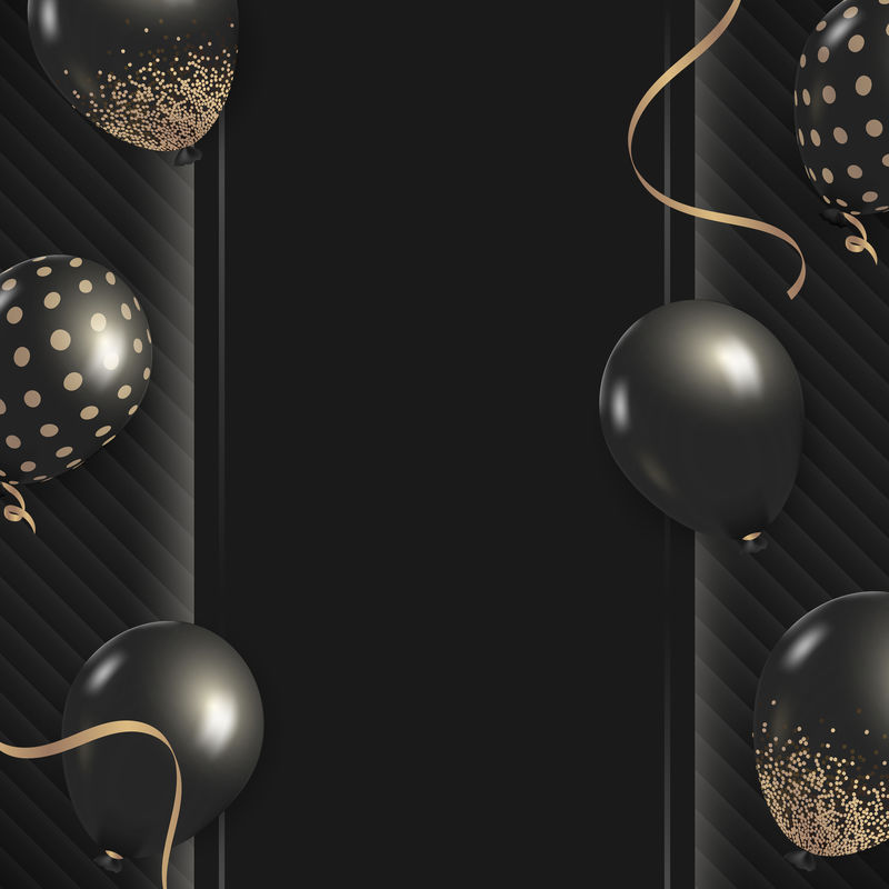 黑色气球框psd新年派对