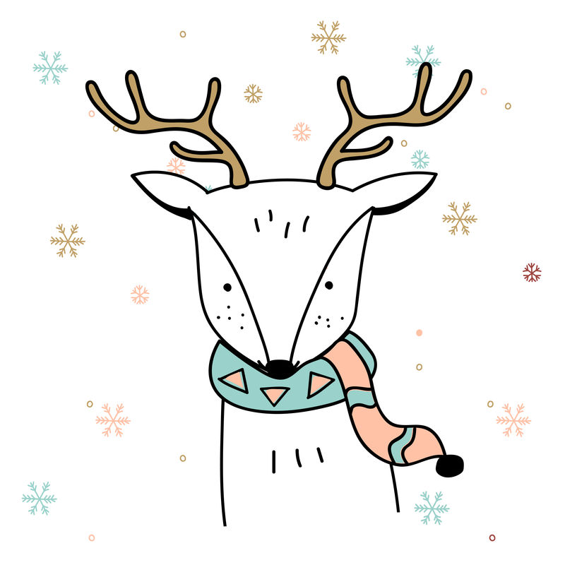 手绘鹿享受圣诞假期