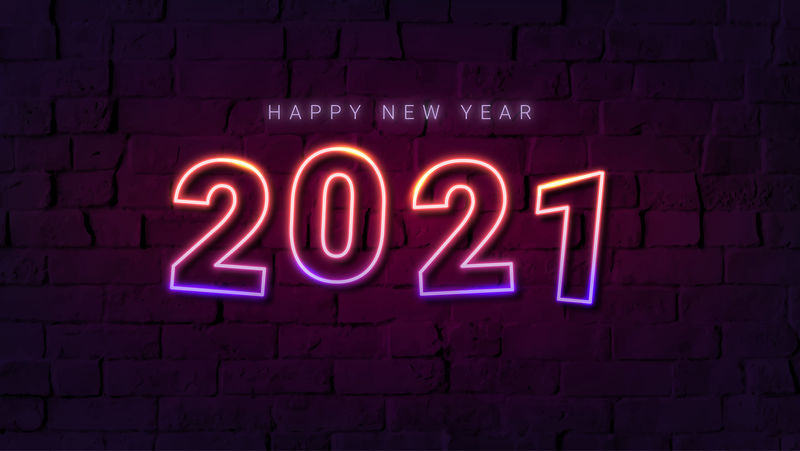 霓虹灯明媚新年2021壁纸