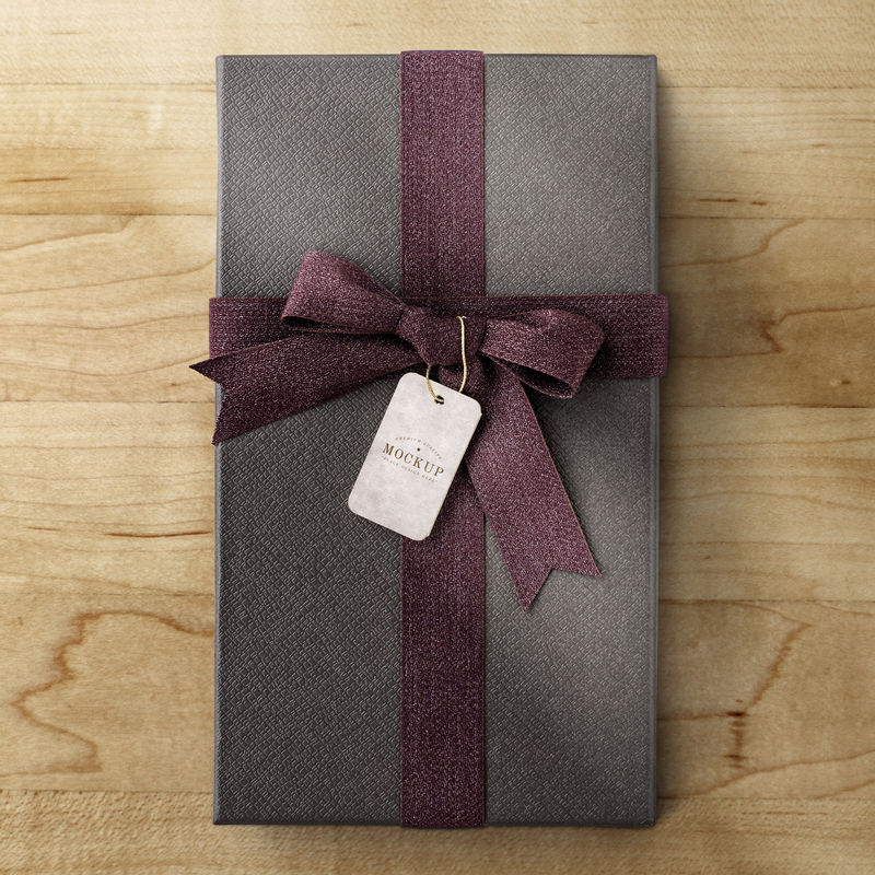 带标签模型的礼品盒鸟瞰图