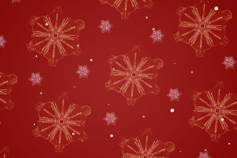红色节日雪花图案背景威尔森·本特利摄影混搭