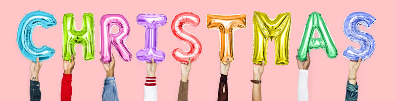 手拿气球拼圣诞