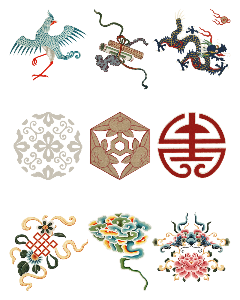 中国艺术png装饰饰品套装