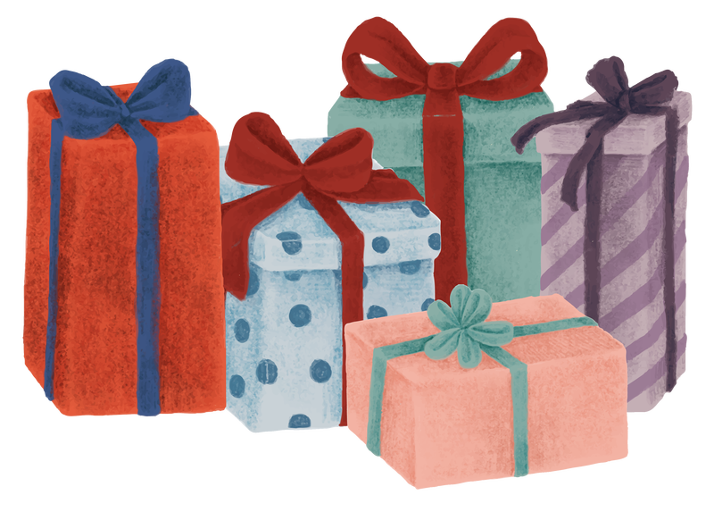 圣诞礼物png手绘贴纸