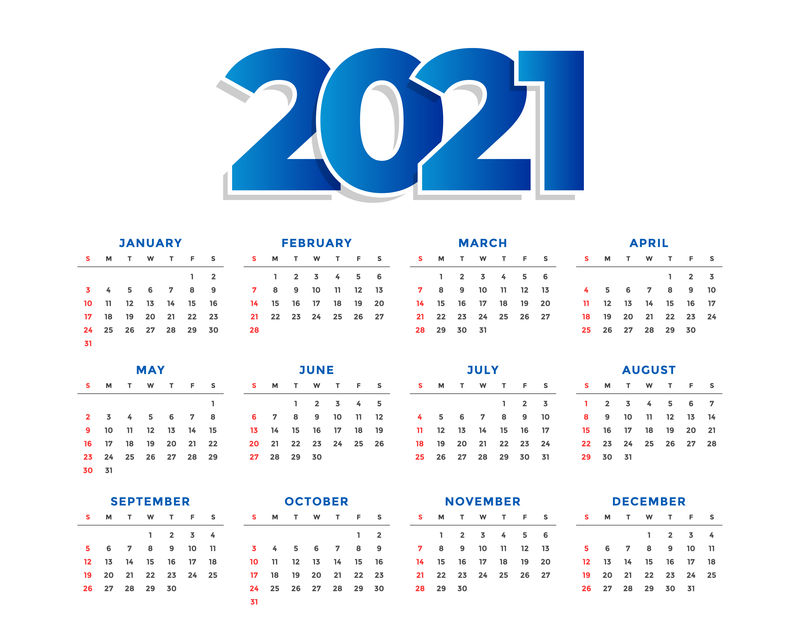 2021日历打印模板图片