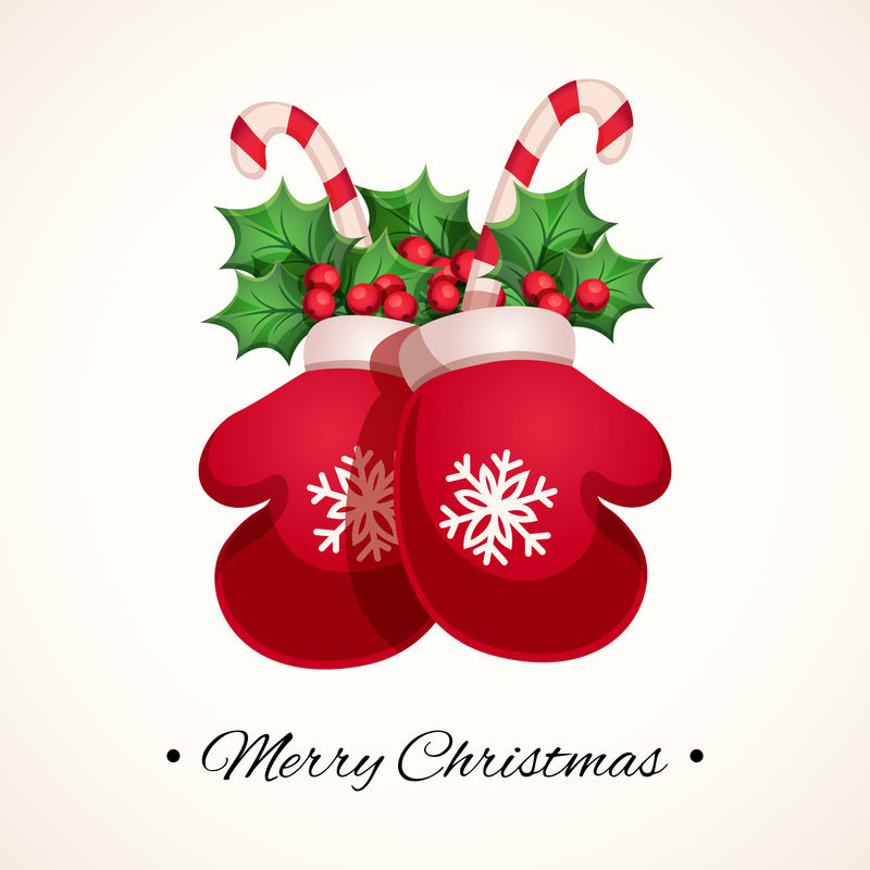 带有其他装饰元素的圣诞连指手套