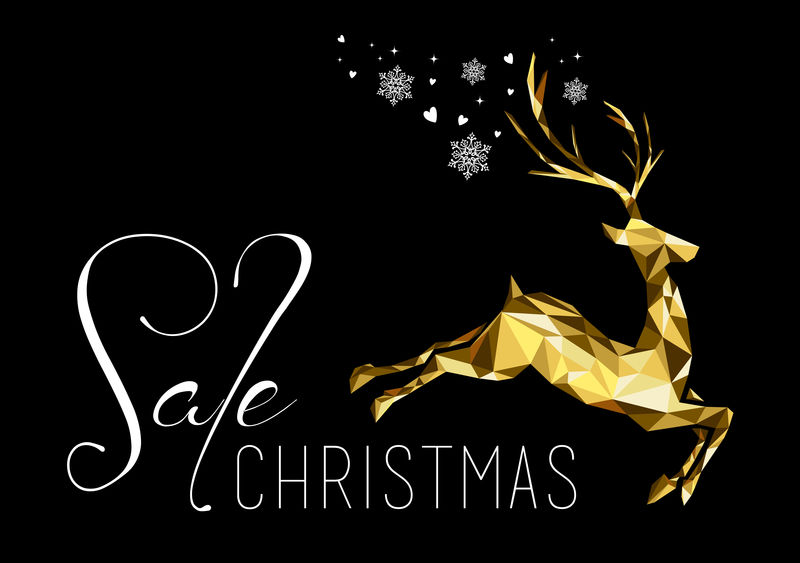 圣诞特卖金驯鹿商铺圣诞节