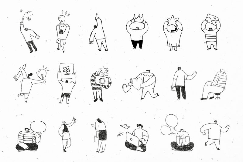 可爱的黑色商业psd卡通图标集