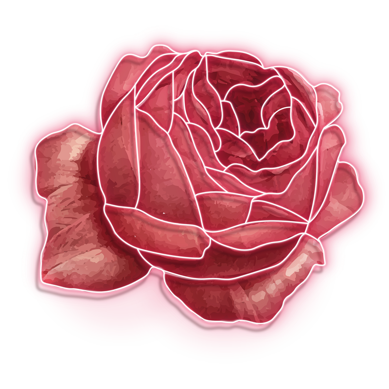 红色霓虹玫瑰透明png