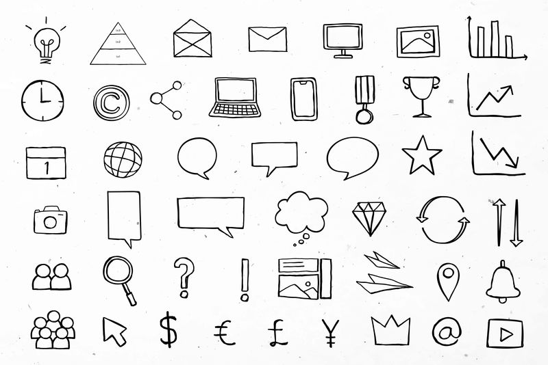 有用的商业图标矢量营销黑色收藏