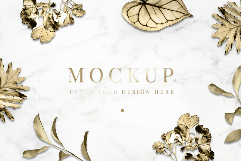 白色大理石背景金叶框插图