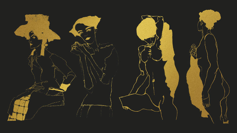 黄金女人线图psd集合混合从伊贡希勒的艺术作品