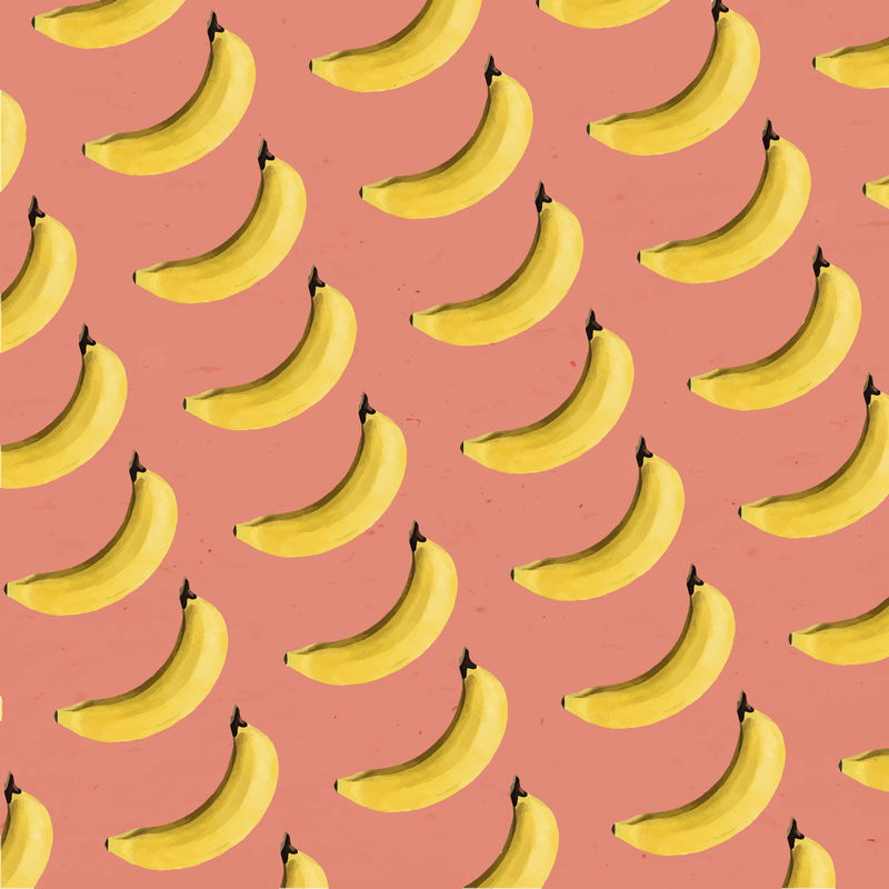 手绘天然新鲜香蕉图案背景向量