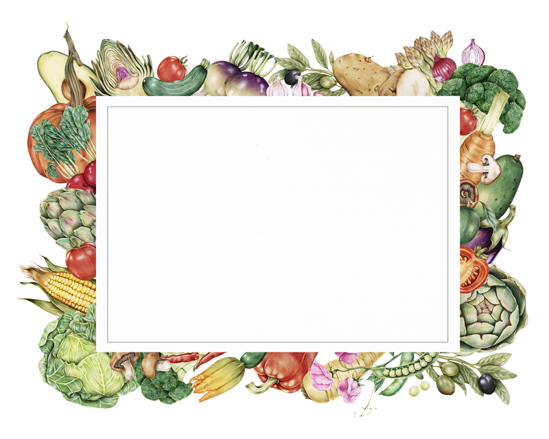 圆形蔬菜插画框png手绘
