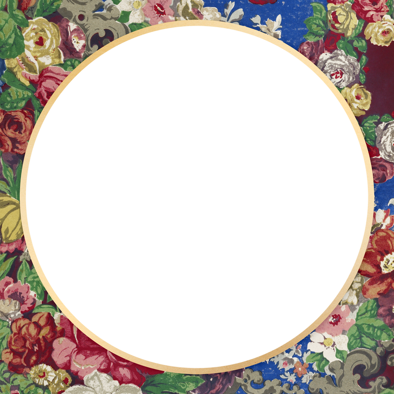 彩色花卉图案框架装饰插画