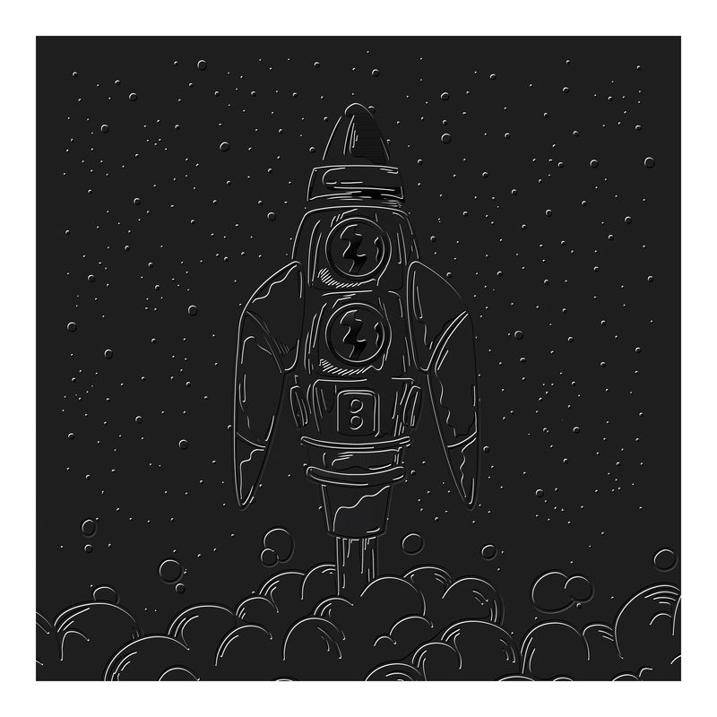 太空中的复古火箭发射墙壁艺术印刷品和海报