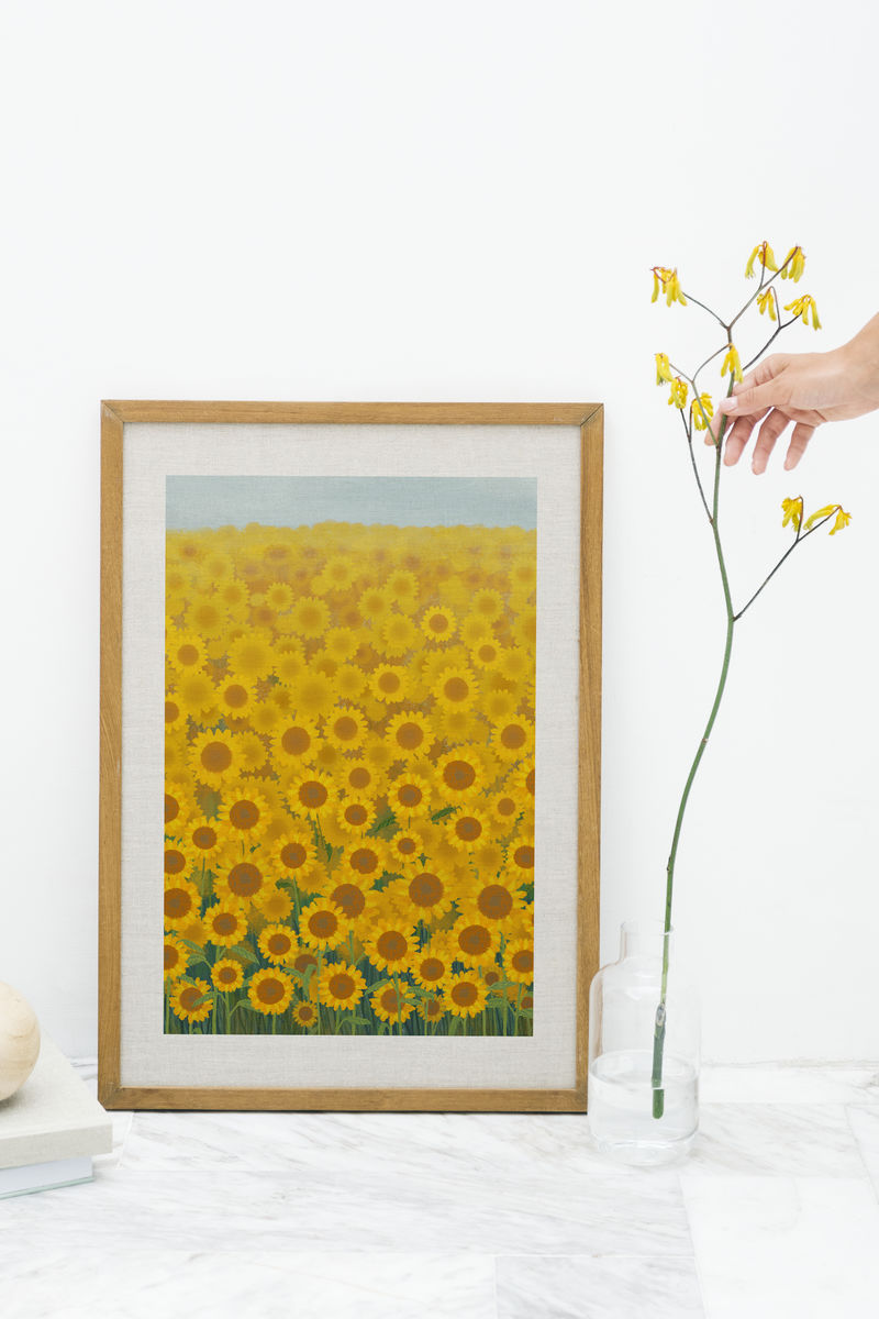 向日葵田模型框架的框架画