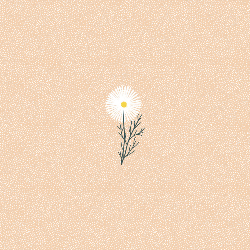 蒲公英在一个橙色圆点图案的背景向量