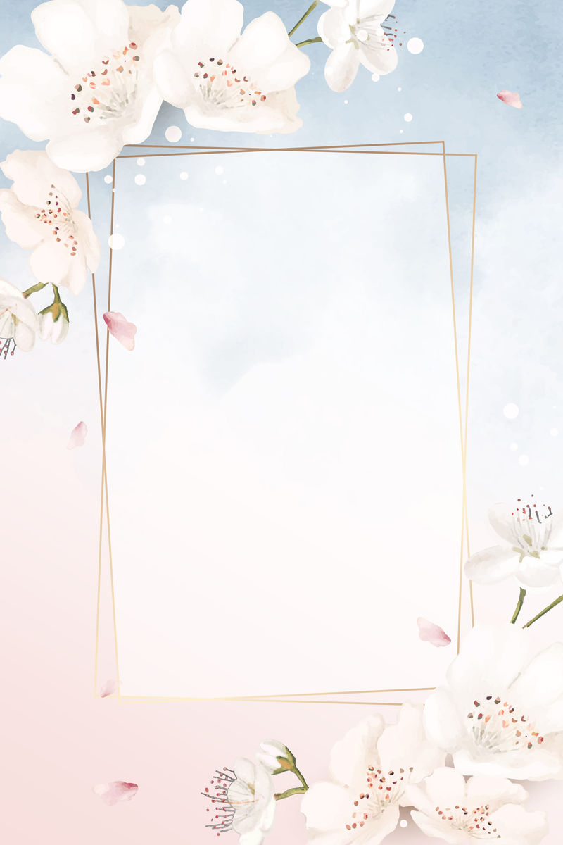 矩形樱花框架向量