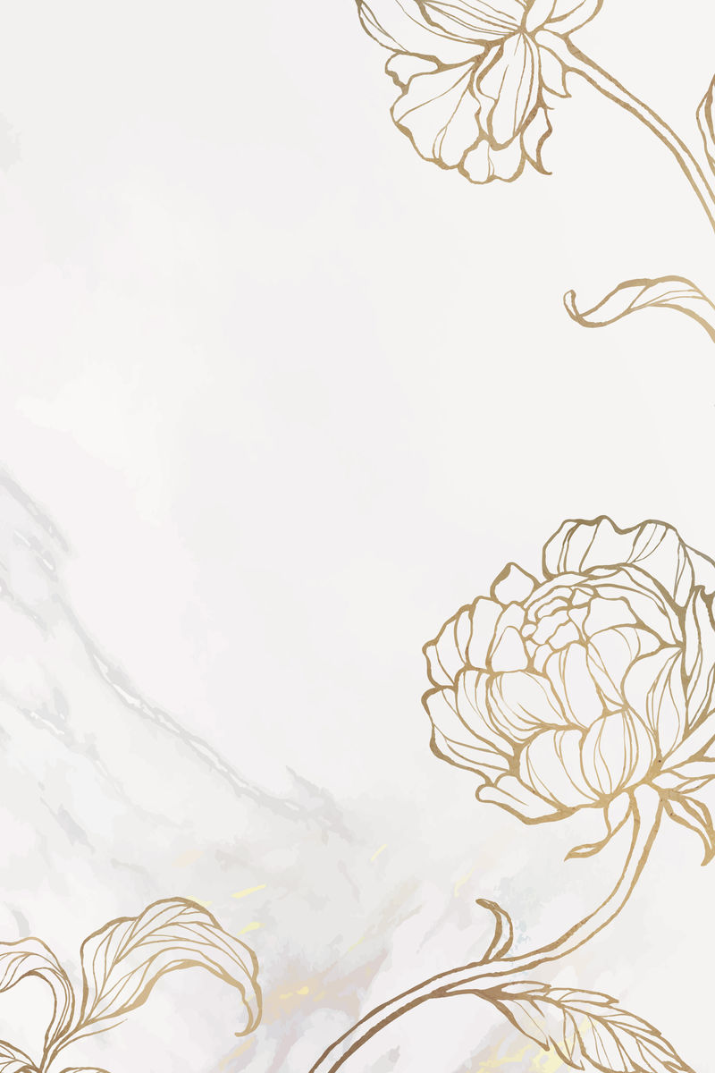 大理石背景上的金色花卉轮廓
