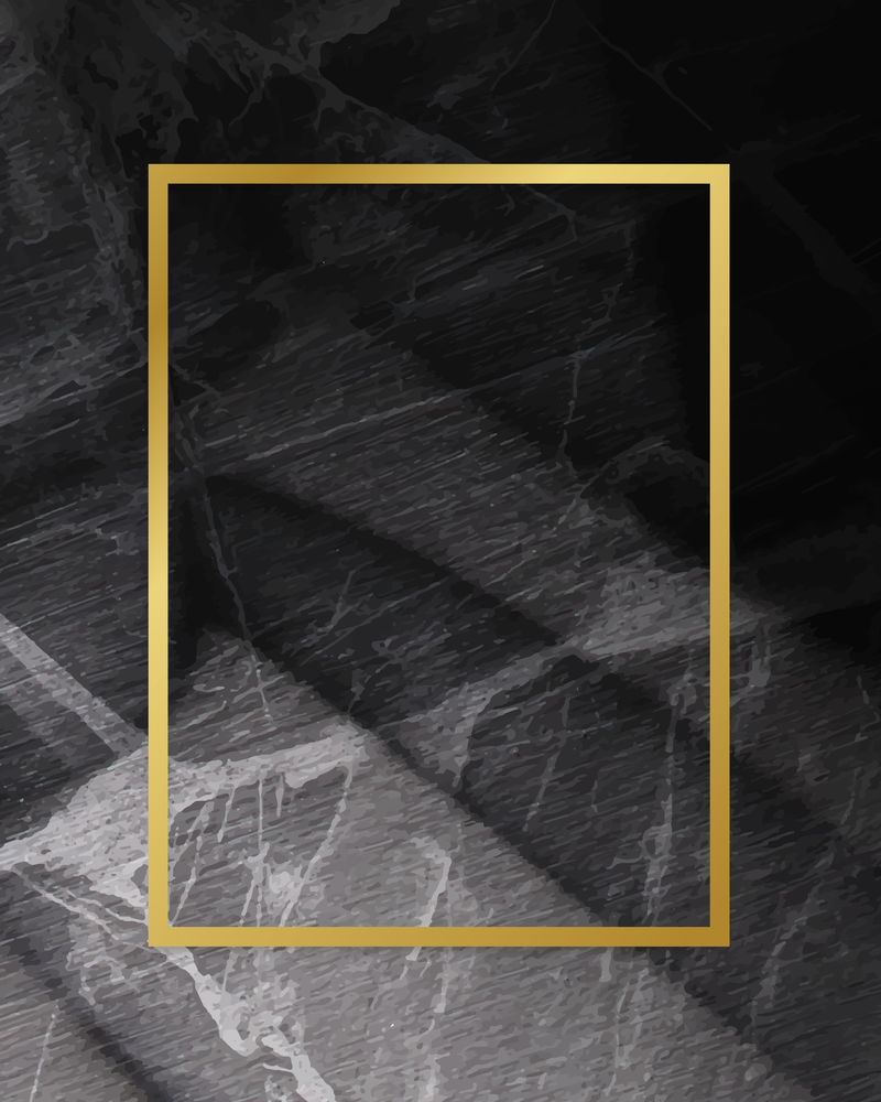 大理石纹理向量上的金色框矩形