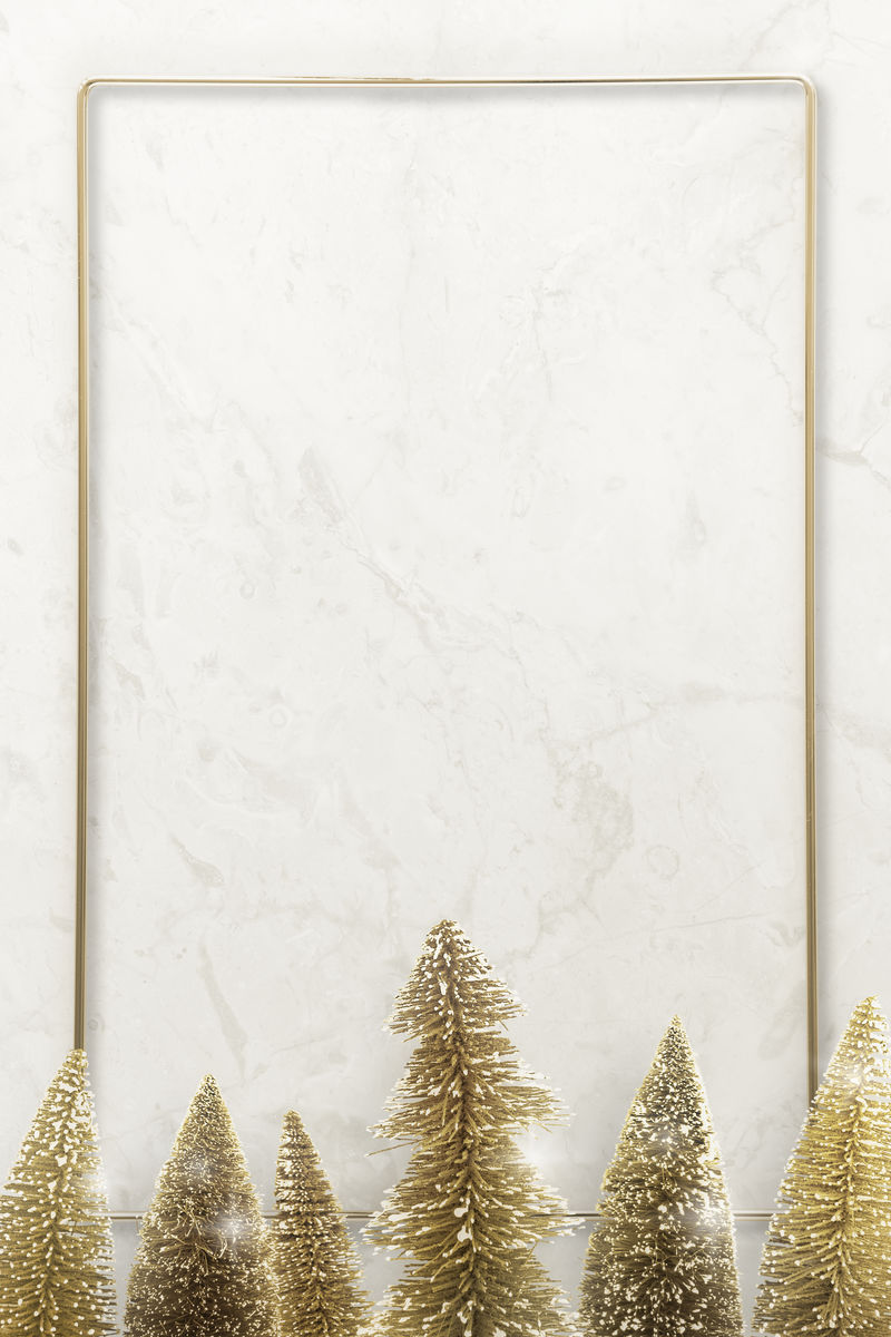 圣诞树插画金框