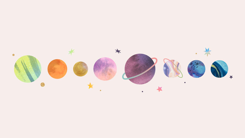 彩色银河水彩涂鸦粉彩背景向量