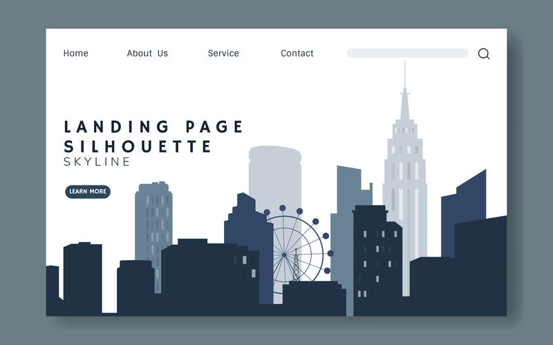 剪影城市景观网站模板向量