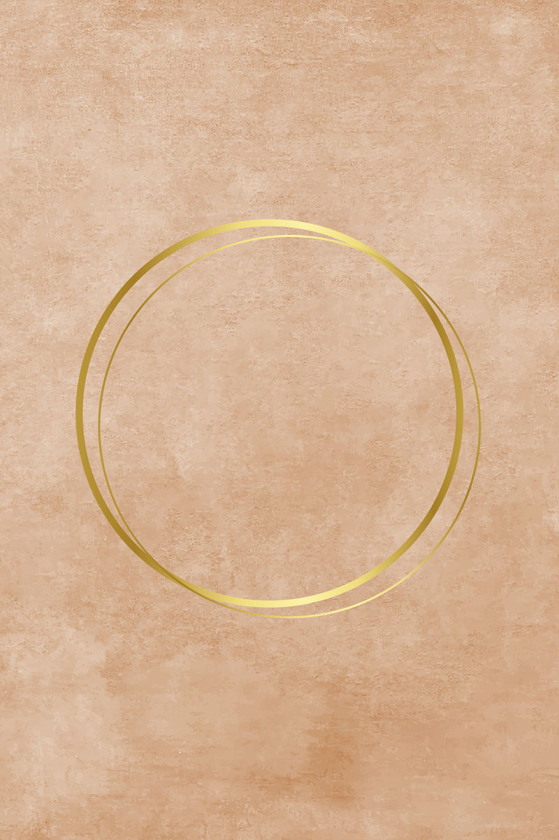 棕色油画纹理背景向量上的圆形金色框架