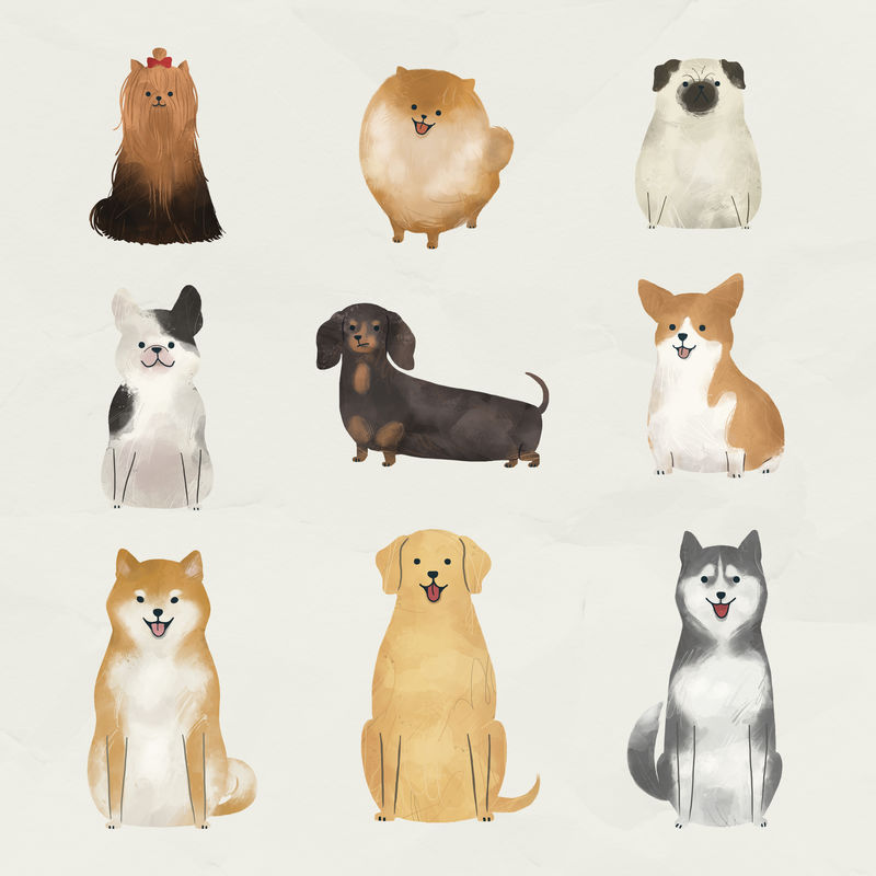 水彩画狗芦苇套模板