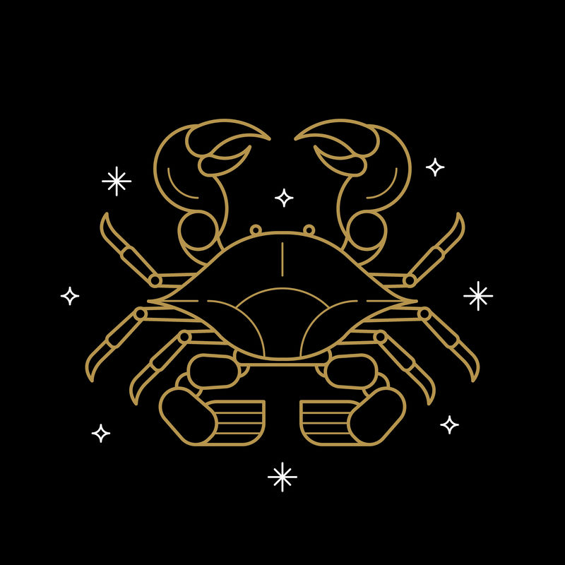 黑色背景向量上的金癌星座