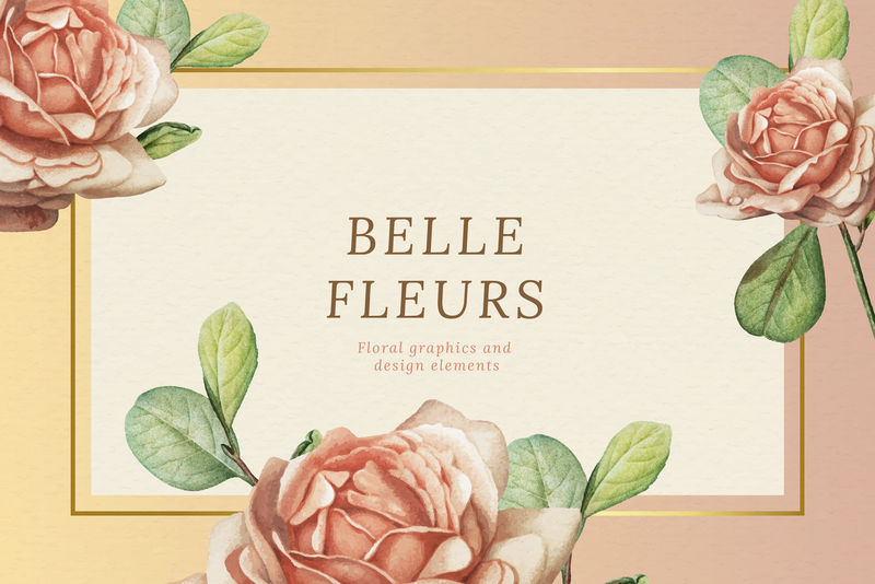 浅橙色背景矢量上的金色花框