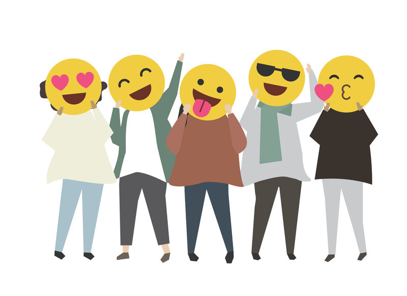 人们用快乐的情感表情符号说明