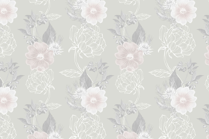 绿色背景上的手绘去饱和花图案