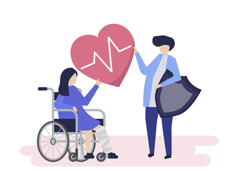 持有健康保险图标的人的角色说明