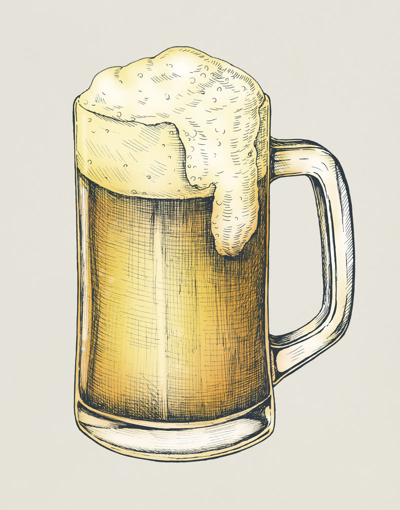 手绘啤酒酒精饮料