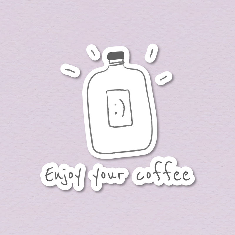 冷冲泡咖啡瓶涂鸦风格矢量