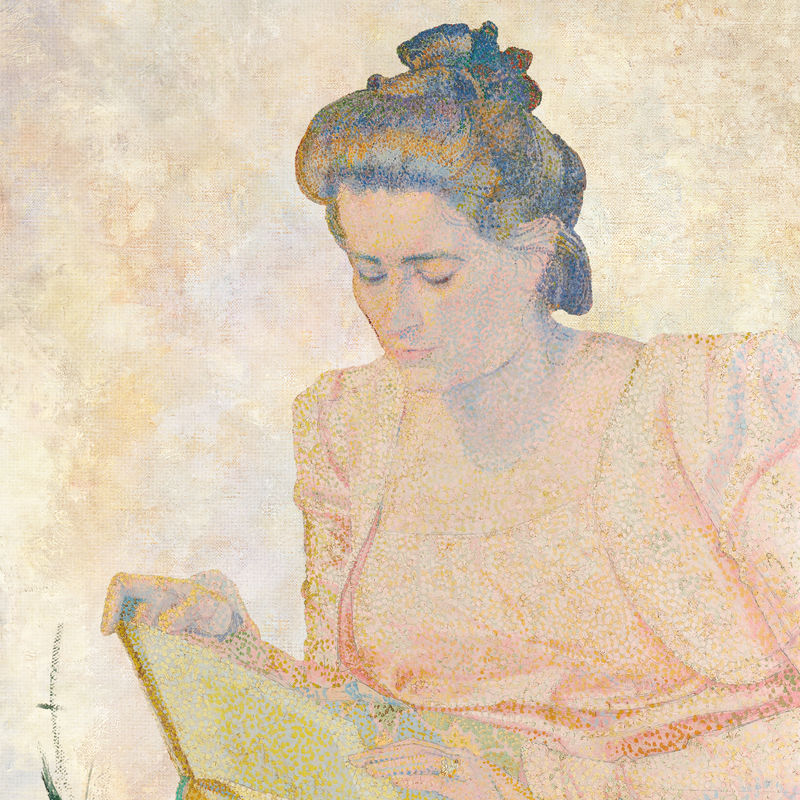 Psd复古女性读物从简图洛普的艺术作品混合